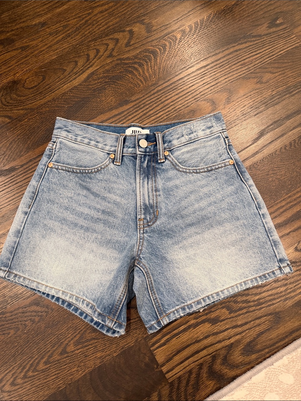 High-Rise Light Wash Denim Shorts
